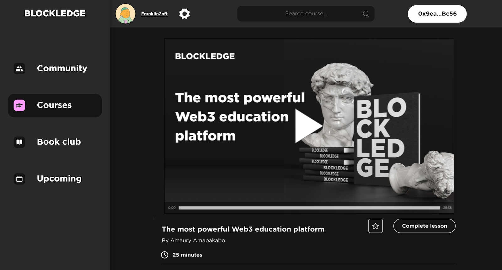 First screenshot of the Blockledge platform